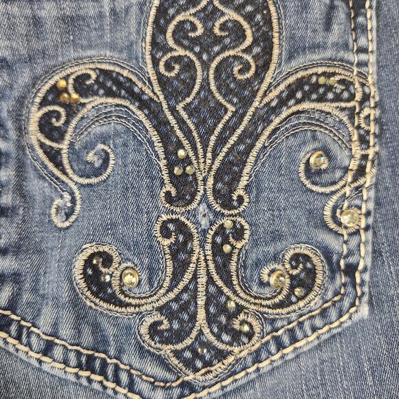 Miss Me Jeans 30 Actual is 27 Waist Jegging Skinny Low Rise Rhinestone Bling - Picture 7 of 14
